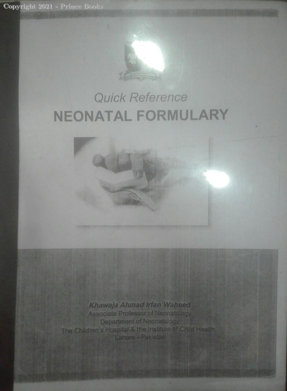 quick reference neonatal formulary, 1e