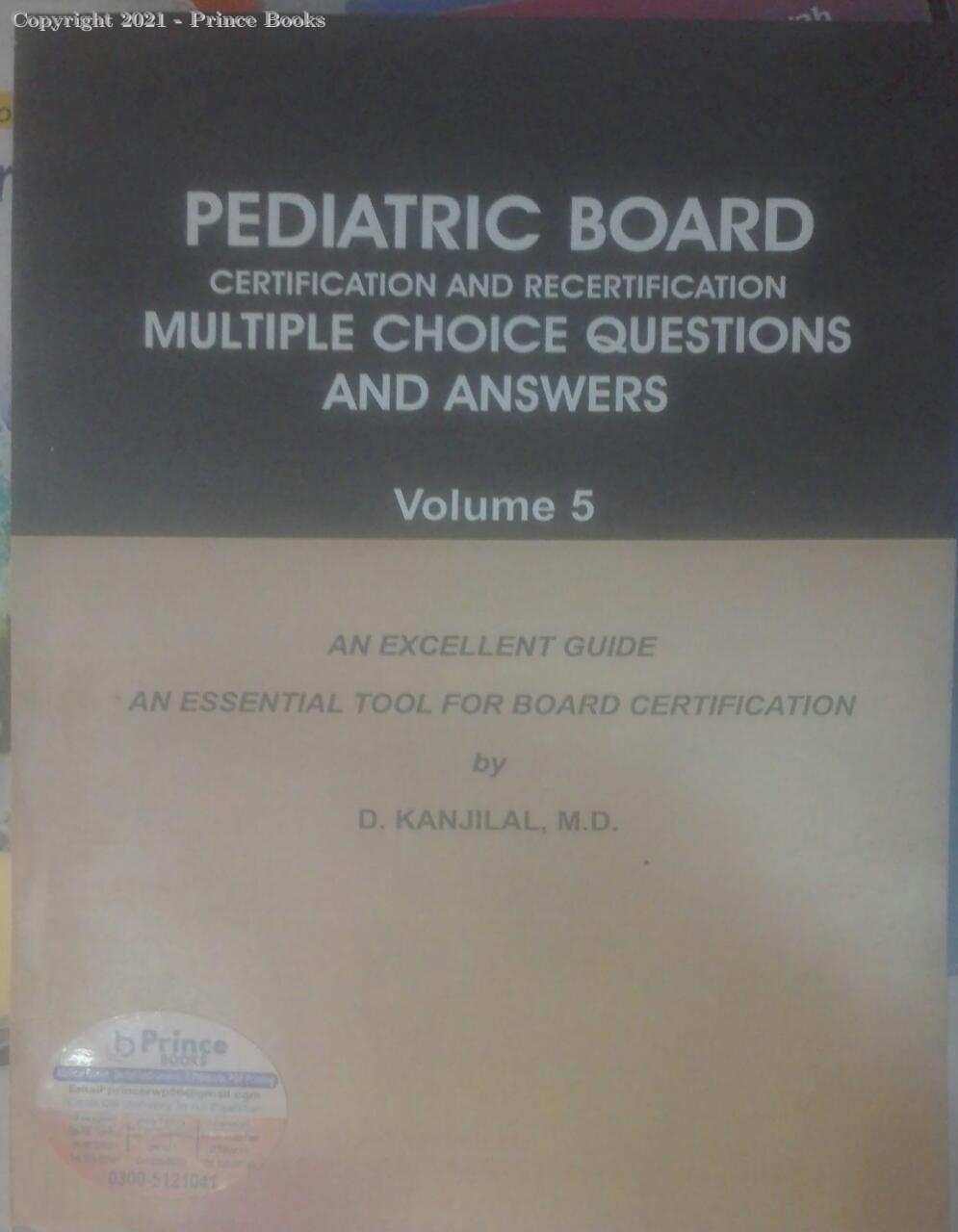 pediatric board certification and recertification multiple choice questions and answers, 5 volulme set