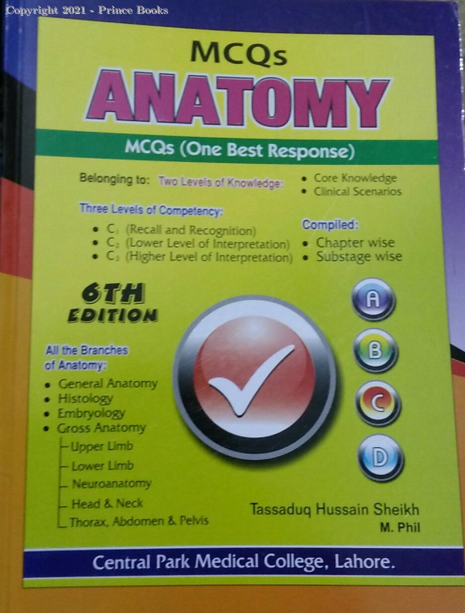 mcqs anatomy mcqs (one best response), 6e