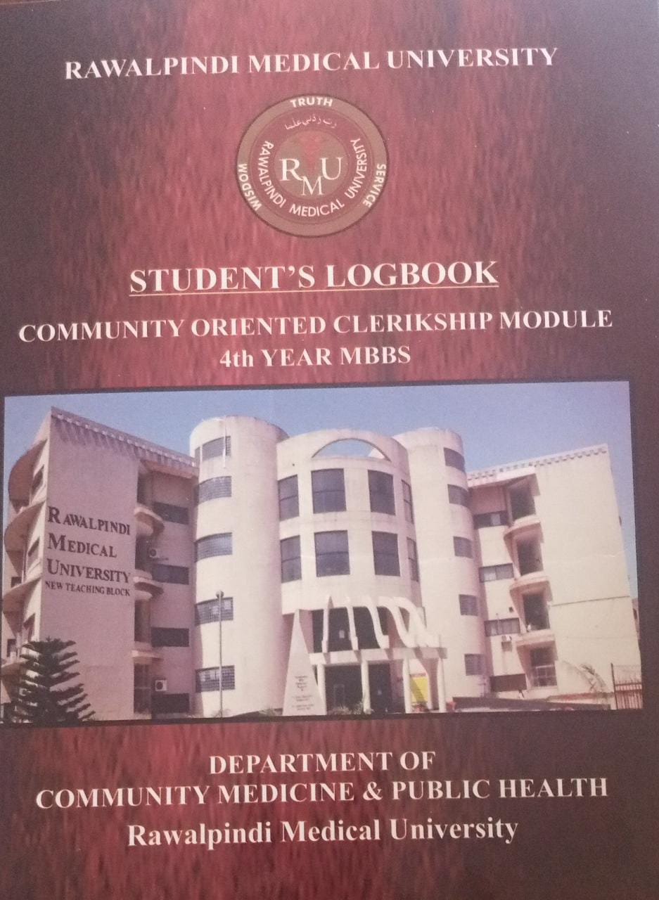 student's logbook community oriented clerikship module 4rth year mbbs