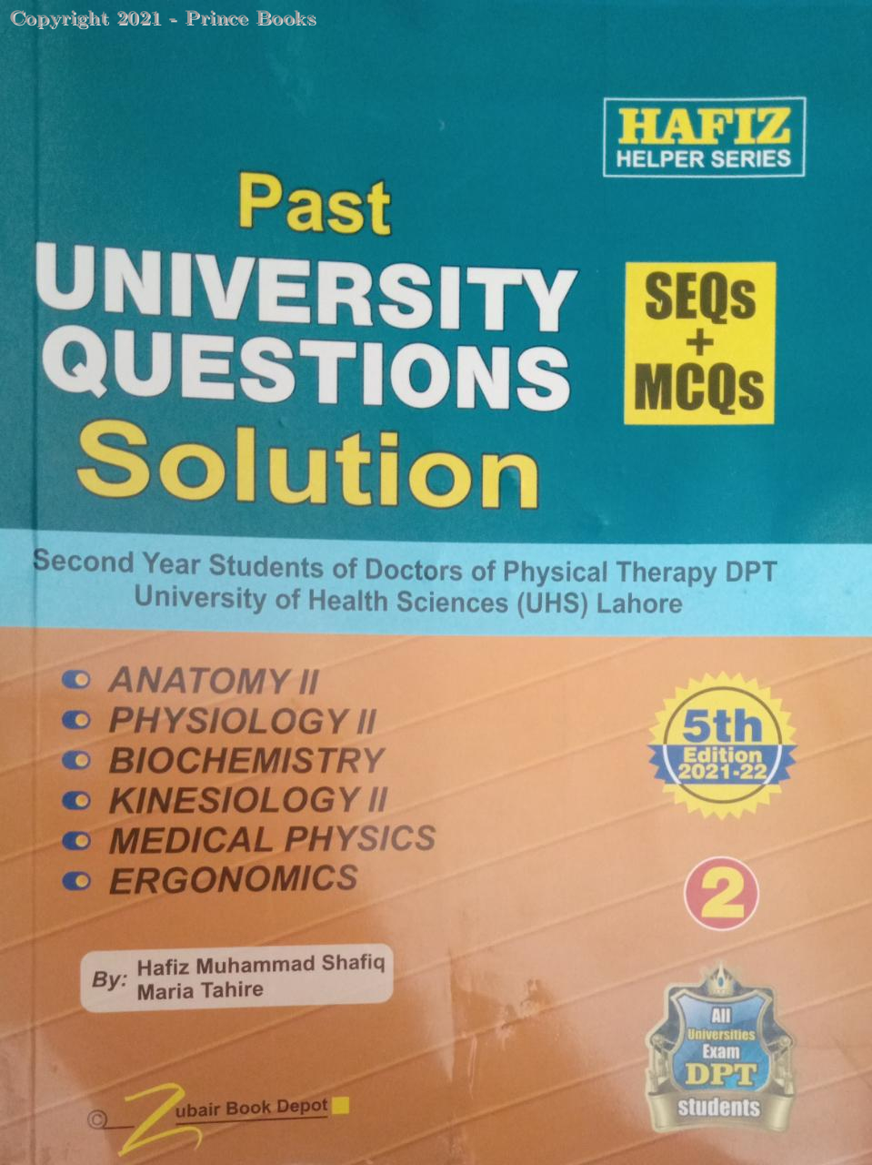 past university questions solution second year dpt
