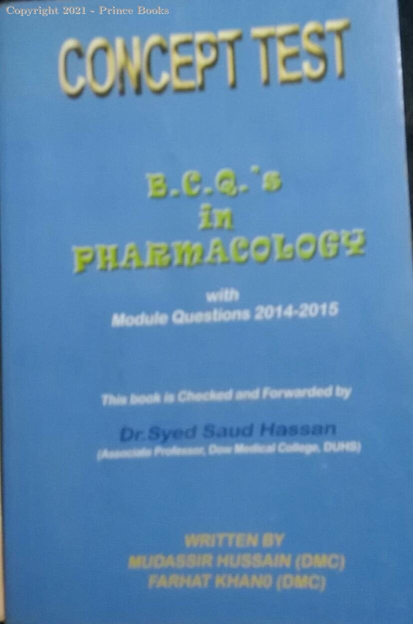 concept test b. c. q.'s in pharmacology