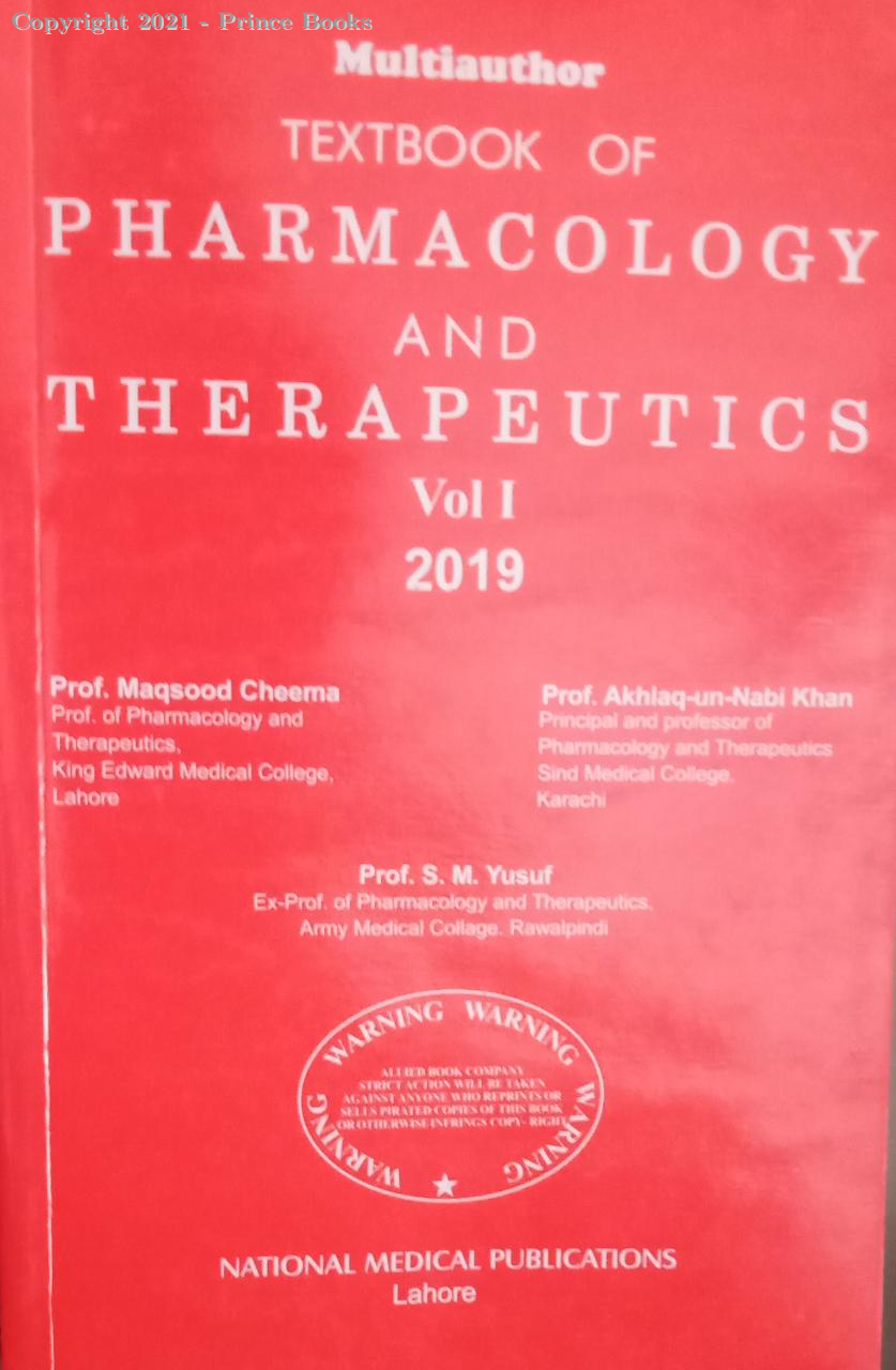 textbook of pharmacology and therapeutics vol 1, 1e